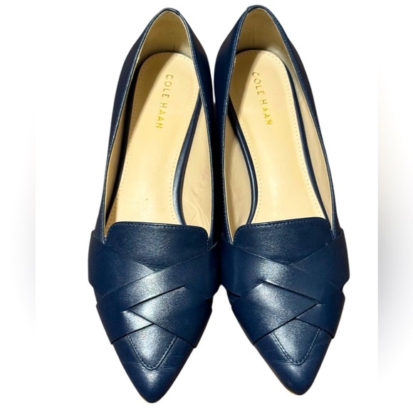 Cole Haan Camila Skimmer Flat in Marine Blue Leather Women sz 5.5 Closed toe - Picture 3 of 10